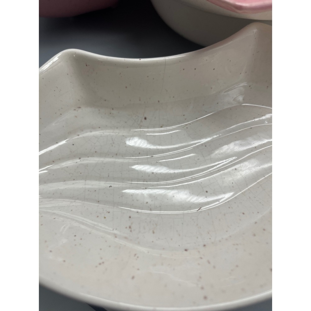 Mid Century Modern California Pottery L34 Lazy Susan‎ Pink and Ivory 6 pc - Picture 6 of 9